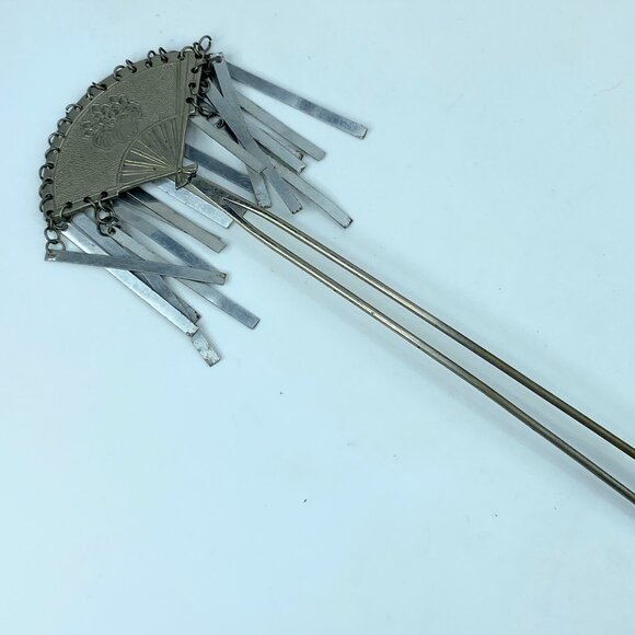 Silver Metal Kanzashi Ogi Bira Traditional Hair Accessory Nihongami GS516 main image 8